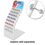 BOX OF 40 SURGICAL STEEL CRYSTALINE JEWELLED FLAT BARBELL PIERCING