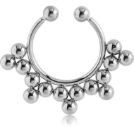 SURGICAL STEEL FAKE SEPTUM RING - 15 BALLS PIERCING