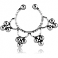 SURGICAL STEEL FAKE SEPTUM RING - 12 BALLS PIERCING