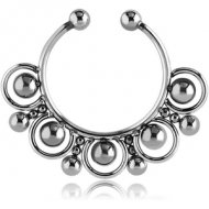 SURGICAL STEEL FAKE SEPTUM RING - 17 BALLS PIERCING