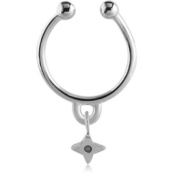 SURGICAL STEEL FAKE SEPTUM RING WITH CHARM - STAR PIERCING