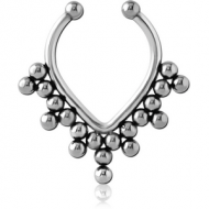 SURGICAL STEEL FAKE SEPTUM RING - DOTS AND CIRCLES PIERCING
