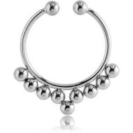 SURGICAL STEEL FAKE SEPTUM RING - 9 BALLS PIERCING