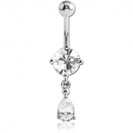 STERLING SILVER 925 JEWELLED NAVEL BANANA WITH CHARM PIERCING