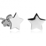 STERLING SILVER 925 EAR STUDS PAIR - 2D STAR