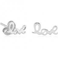 STERLING SILVER 925 EAR STUDS PAIR - LOVE