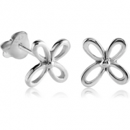 STERLING SILVER 925 EAR STUDS PAIR - FLOWER