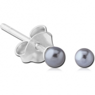 STERLING SILVER 925 EAR STUDS PAIR WITH 4MM SYNTHETIC PEARL