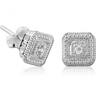 STERLING SILVER 925 JEWELLED EAR STUDS PAIR