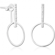 STERLING SILVER 925 JEWELLED BACK EARRINGS WITH STUDS PAIR