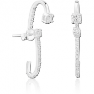 STERLING SILVER 925 JEWELLED BACK EARRINGS WITH STUDS PAIR