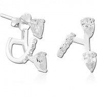 STERLING SILVER 925 JEWELLED BACK EARRINGS WITH STUDS PAIR