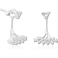 STERLING SILVER 925 JEWELLED BACK EARRINGS WITH STUDS PAIR