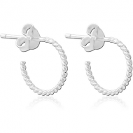 STERLING SILVER 925 EAR STUDS PAIR - TWIST HOOP