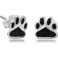 STERLING SILVER 925 CRYSTALINE EAR STUDS PAIR - PAW
