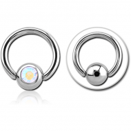 SURGICAL STEEL VALUE JEWELLED SLAVE BALL WITH BALL CLOSURE RING PIERCING