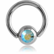 SURGICAL STEEL OPTIMA CRYSTAL JEWELLED SLAVE BALL WITH BALL CLOSURE RING PIERCING