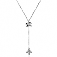STERLING SILVER 925 JEWELLED NECKLACE WITH PENDANT - LEAVES