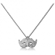 STERLING SILVER 925 JEWELLED NECKLACE WITH PENDANT - MASK