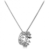 STERLING SILVER 925 JEWELLED NECKLACE WITH PENDANT - CROWN