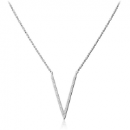 STERLING SILVER 925 NECKLACE WITH JEWELLED PENDANT - V