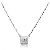 STERLING SILVER 925 NECKLACE WITH JEWELLED PENDANT