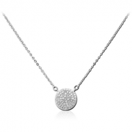 STERLING SILVER 925 JEWELLED NECKLACE WITH PENDANT - ROUND