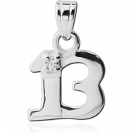 STERLING SILVER 925 JEWELLED PENDANT - THIRTEEN