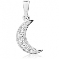 STERLING SILVER 925 JEWELLED PENDANT - CRESCENT