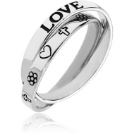 STERLING SILVER 925 RING - STACK TWO RINGS LOVE AND SYMBOLES