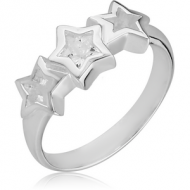 STERLING SILVER 925 JEWELLED RING - THREE STARS