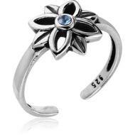 STERLING SILVER 925 JEWELLED TOE RING - FLOWER