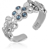 STERLING SILVER 925 JEWELLED TOE RING - FLOWERS