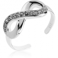 STERLING SILVER 925 JEWELLED TOE RING - INFINITY WIDE