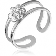 STERLING SILVER 925 JEWELLED TOE RING - FLOWER