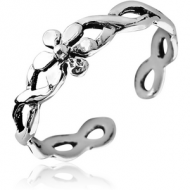 STERLING SILVER 925 TOE RING - CENTER FLOWER AND INFINITIES