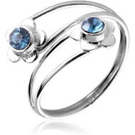 STERLING SILVER 925 JEWELLED TOE RING - TWO FLOWERS