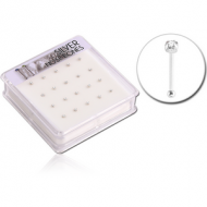 STERLING SILVER 925 JEWELLED BOX OF 20 PRONG SET NOSE BONES PIERCING