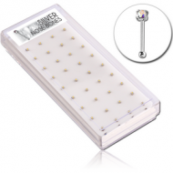 STERLING SILVER 925 JEWELLED BOX OF 40 PRONG SET NOSE BONES PIERCING