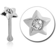 STERLING SILVER 925 JEWELLED STAR NOSE BONE PIERCING