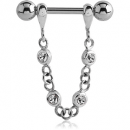 STERLING SILVER 925 JEWELLED NIPPLE STIRRUP PIERCING