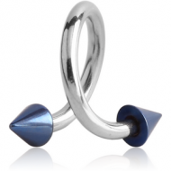 SURGICAL STEEL BODY SPIRAL WITH ANODISED CONES PIERCING