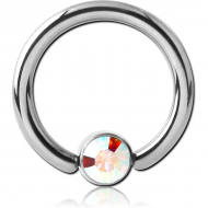 TITANIUM BALL CLOSURE RING WITH VALUE CRYSTAL JEWELLED DISC