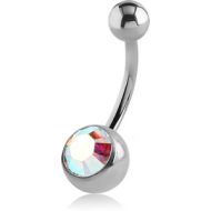 TITANIUM OPTIMA CRYSTAL JEWELLED NAVEL BANANA PIERCING