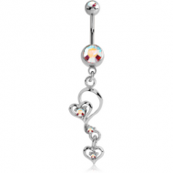 TITANIUM JEWELLED NAVEL BANANA WITH CHARM PIERCING