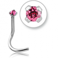 TITANIUM CURVED PRONG SET 1.5MM JEWELLED NOSE STUD PIERCING