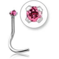 TITANIUM CURVED PRONG SET 1.5MM JEWELLED NOSE STUD