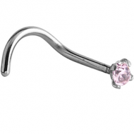 TITANIUM CURVED PRONG SET 2MM JEWELLED NOSE STUD