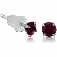 PAIR OF TITANIUM ROUND PRONG SET JEWELLED WITH SILICON BUTTERFLY EAR STUDS