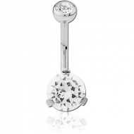 TITANIUM INTERNALLY THREADED DOUBLE JEWELLED NAVEL BANANA BALL TOP - BOTTOM PRONG SET